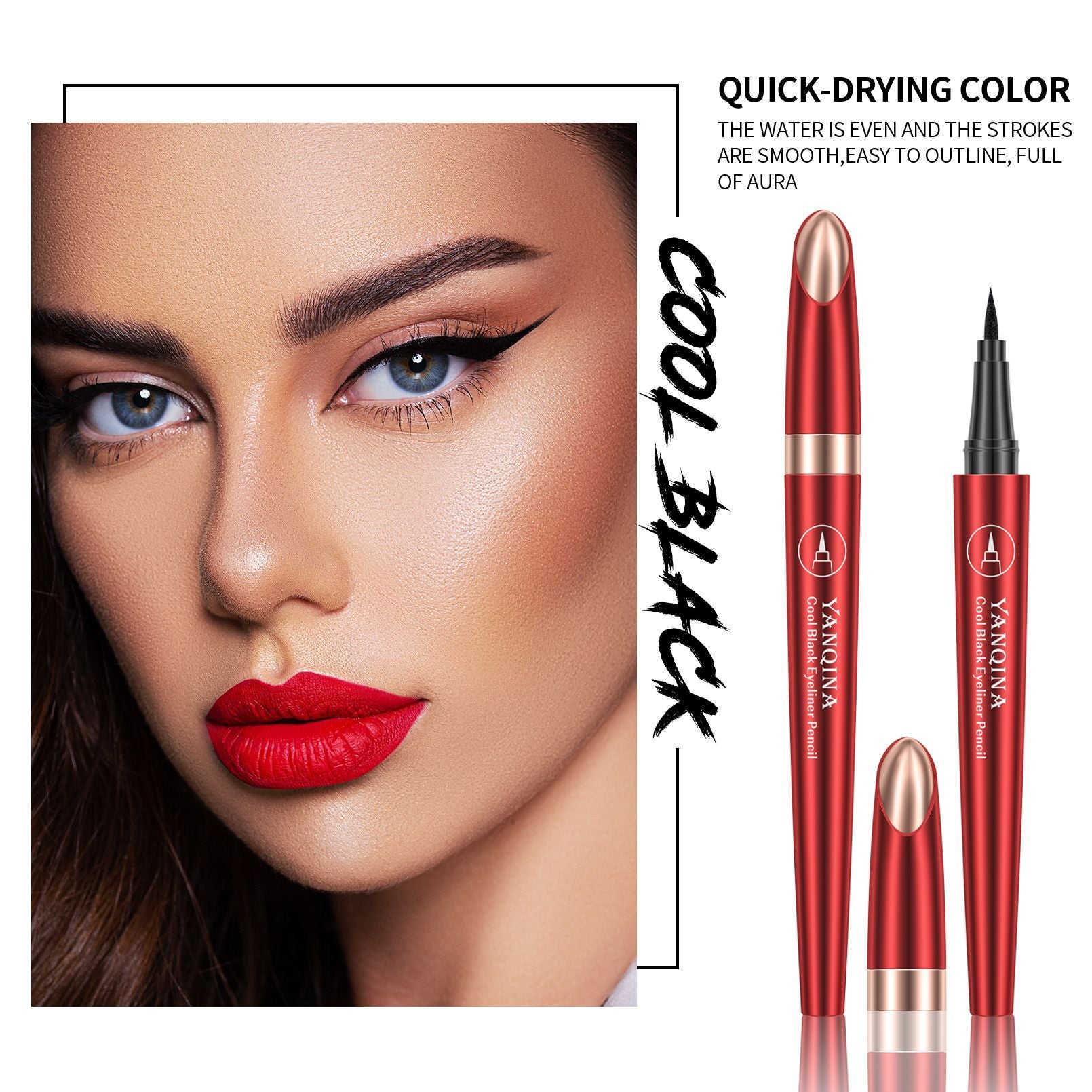 New Black Waterproof Eyeliner Pen 24H Long-lasting