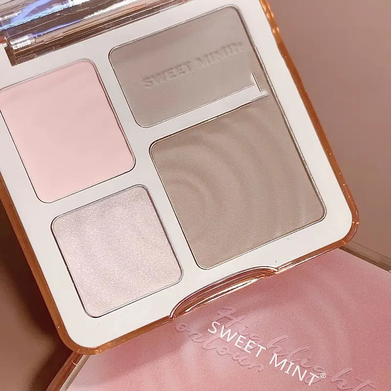 4 Colors Matte Shimmer Facial Highlighter Palette