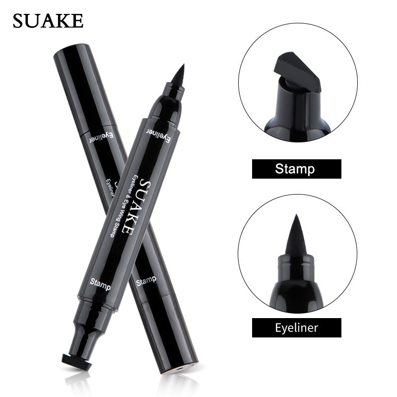 Dual-Head Waterproof Eyeliner Pen - Quick-Drying Black