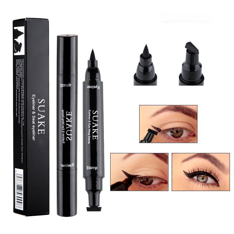 Dual-Head Waterproof Eyeliner Pen - Quick-Drying Black