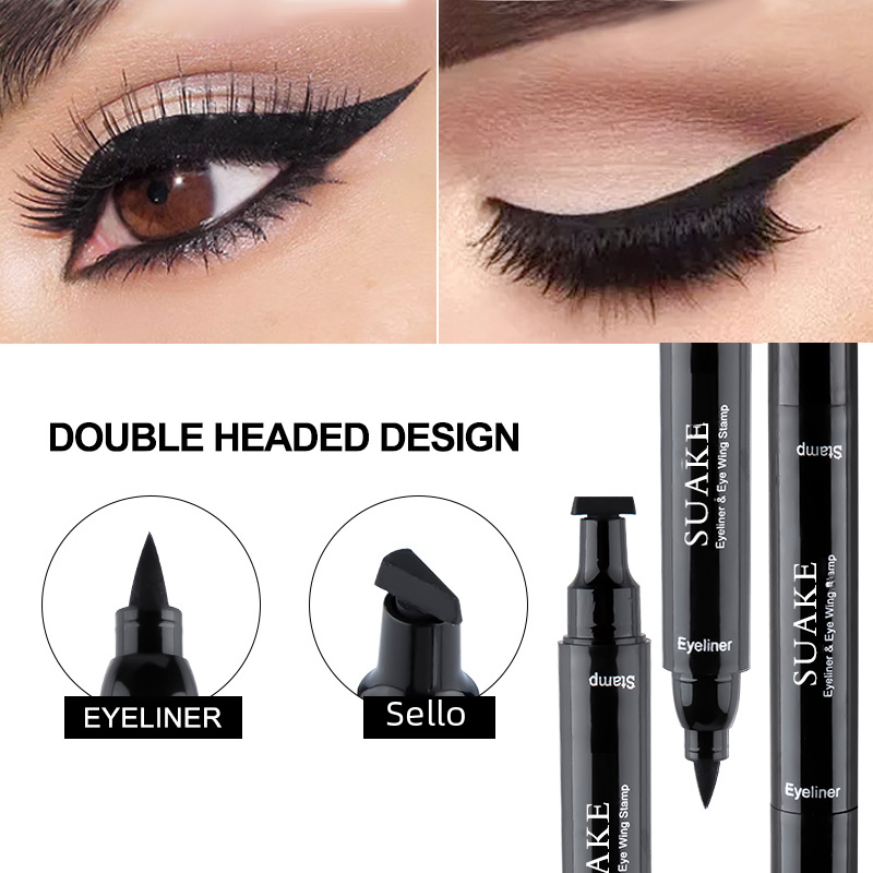 Dual-Head Waterproof Eyeliner Pen - Quick-Drying Black