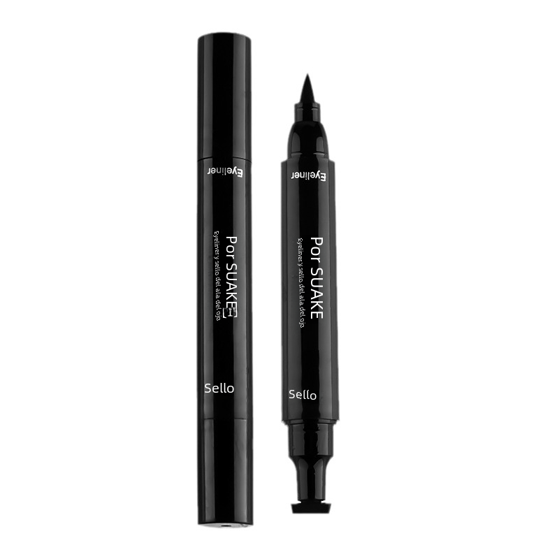 Dual-Head Waterproof Eyeliner Pen - Quick-Drying Black