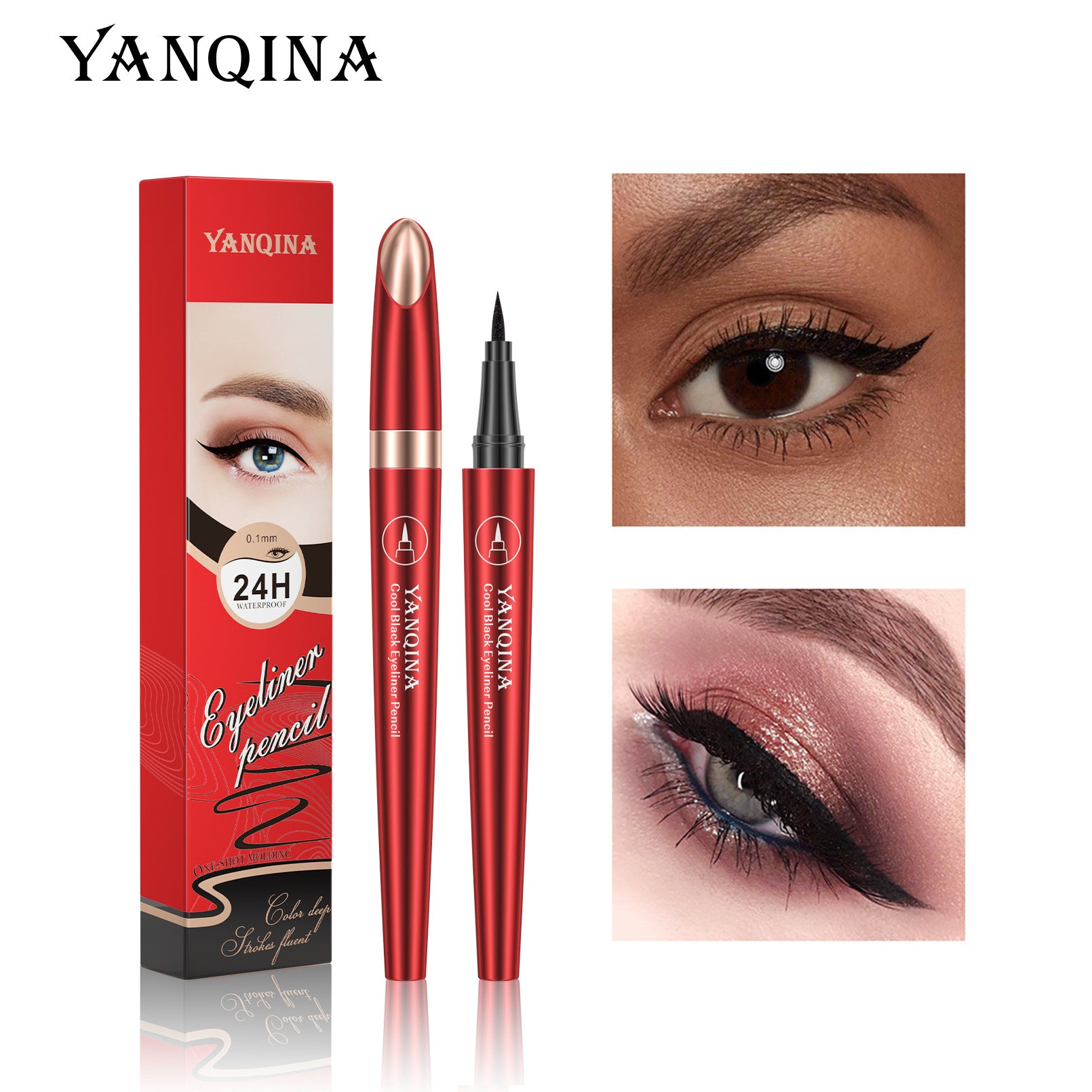 New Black Waterproof Eyeliner Pen 24H Long-lasting